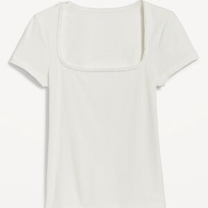 Square neck lace trim rib knit tee old navy